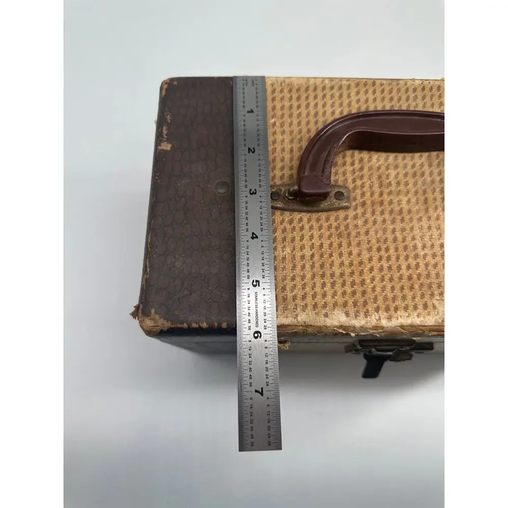 Vintage Gadabout Neevel Train Case Makeup Case Faux Alligator 1940s Brown USA